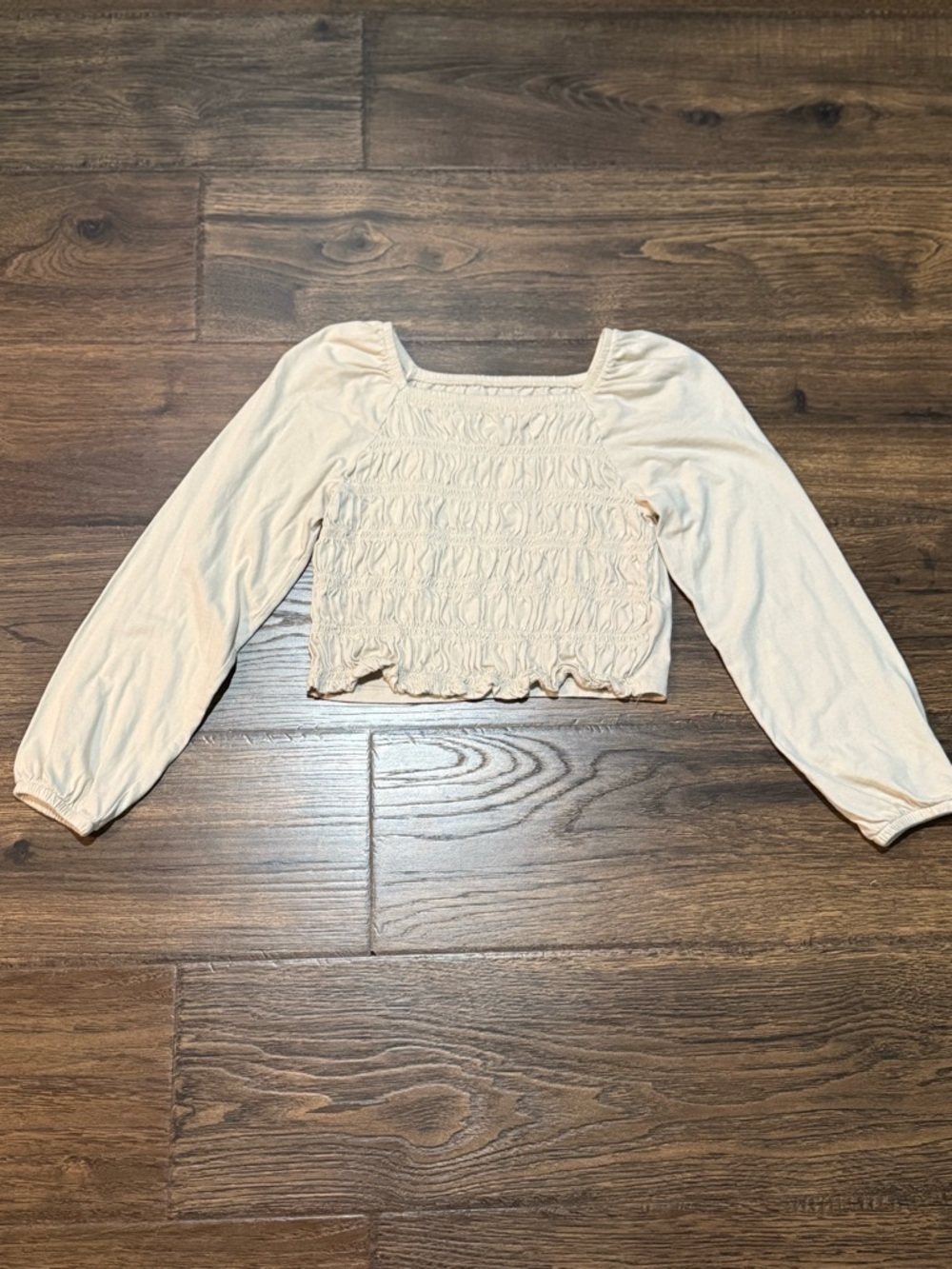 GAP Cream Smocked Square-Neck Cropped Top